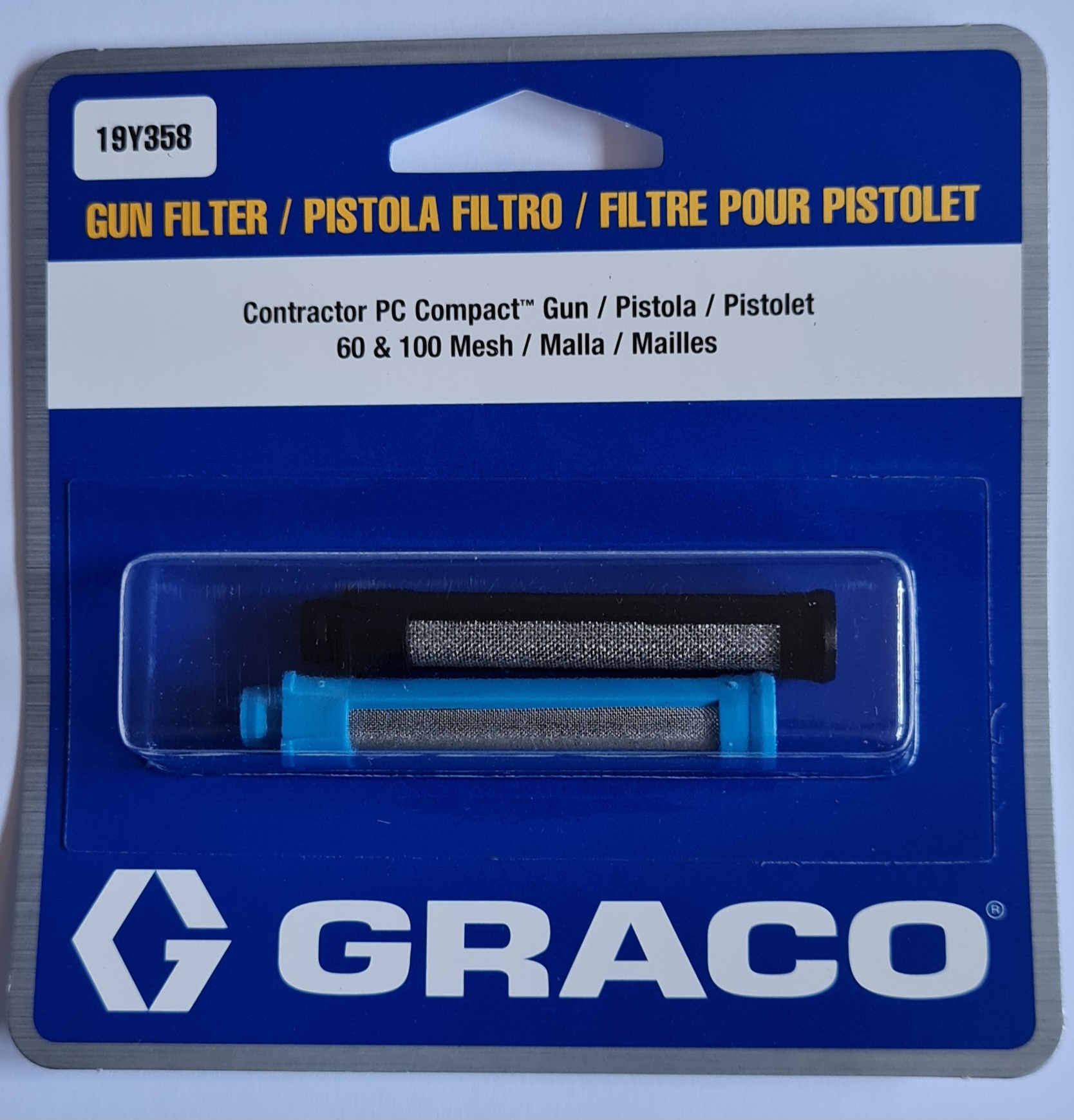 19Y358 Graco Contractor PC Compact Pistolenfilter Set 60 mesh schwarz und 100 mesh blau 